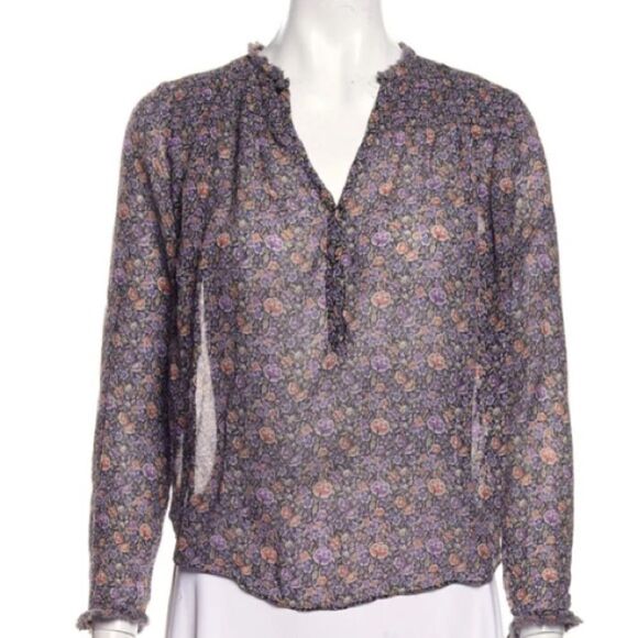 Rebecca Taylor silk floral peasant top oversized size 2 - Picture 1 of 10